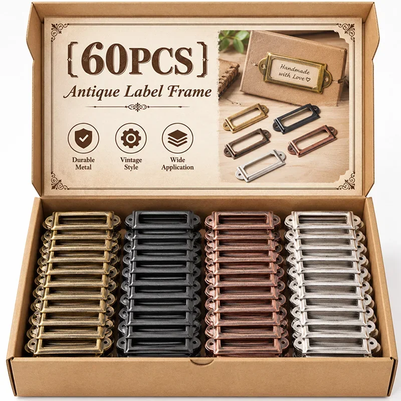 Furniture Hardware Names - Gagang Tarik Label Vintage Berbahan Logam,